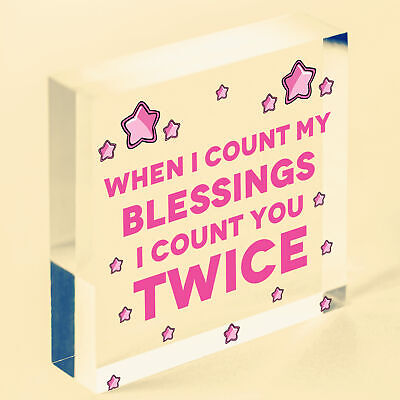 Blessings Count You Twice Wooden Hanging Heart Plaque Friendship Love Gift Sign