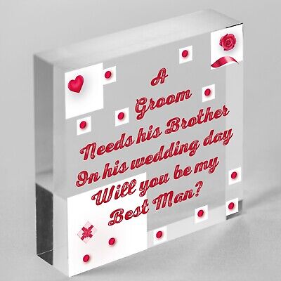 Brother Will You Be My Best Man Invite Wooden Heart Wedding Favours Family Gifts