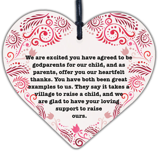 Will You Be My Godmother Heart Plaque Goddaughter Godson Christening Asking Gift