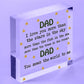 Dad I Love You Wooden Heart Fathers Day Gift Dad Birthday Gift From Daughter Son