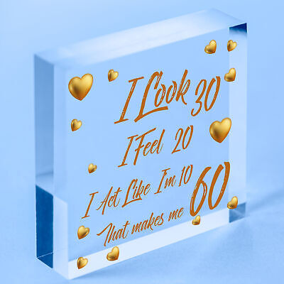 60th Birthday Novelty Funny Gift For Mum Dad Nan Grandad Wood Heart Plaque Card