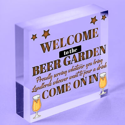 Chalk Welcome To The Beer Garden Hanging Wall Sign Landlord Pub Garden Sign Gift