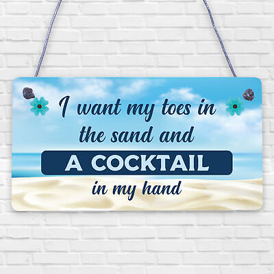 Cocktail In My Hand Plaque Nautical Decor Sign Beach Kitchen Birthday Home Gifts