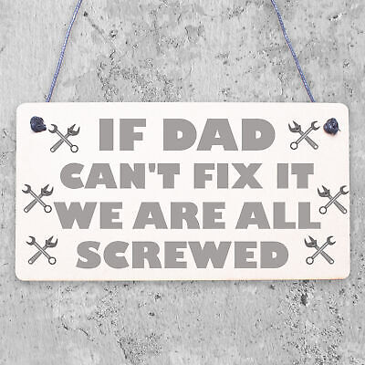 Dad Fix It Screwed Man Cave Garage Shed Plaque Funny Dad Birthday Christmas Gift