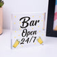 Bar Sign Pub Club Home Bar Open Display Hanging Plaque Kitchen Friendship Gift