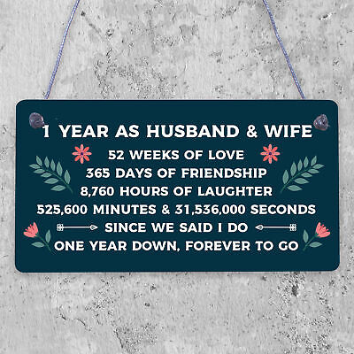 1st Wedding Anniversary Gift Plaque First Wedding Anniversary Husband Wife Gifts