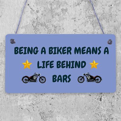 Novelty Biker Gifts For Men Hanging Motorcycle Motorbike Man Cave Garage Plaque