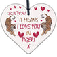 Rawr I Love You Novelty Wooden Hanging Heart Gift Valentines Day Present Sign