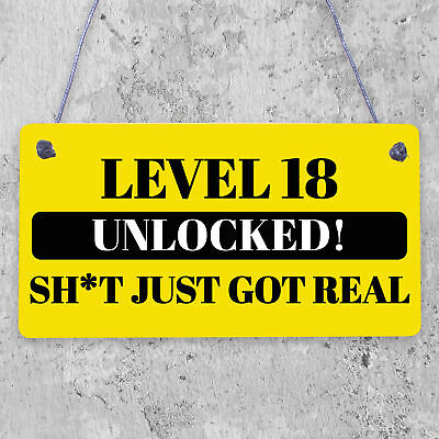 18th Birthday Gift Gamer Level Unlocked Gift For Him Her Men Funny Rude Sign