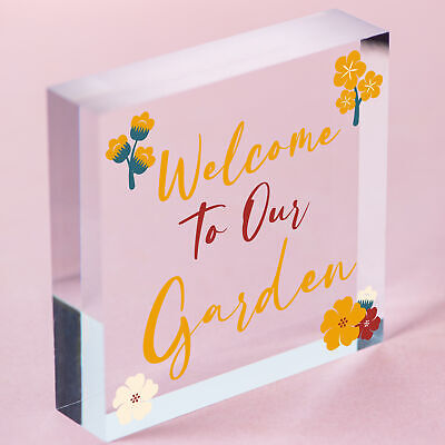 Welcome To Our Garden Sign Floral Design Home Decor Mum Nan Family Gift