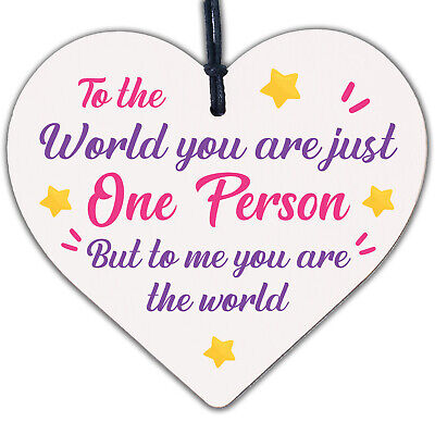 To Me You Are The World Wooden Hanging Heart Cute Love Gift Plaque Friends Sign