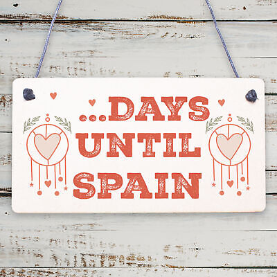 Chalkboard Holiday Countdown To SPAIN Novelty Plaque Sign Gift For Friend Family