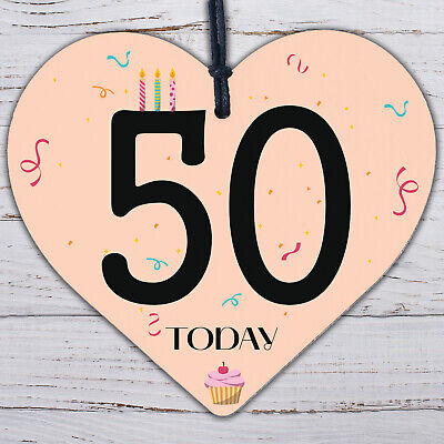 50th Birthday Wood Heart Gift Birthday Decoration 50th Birthday Gift For Him Her