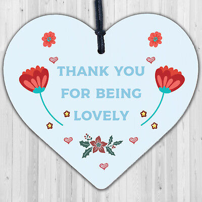 Thank You For Being Lovely Wood Heart Thank You Teacher Volunteer Friend Gift