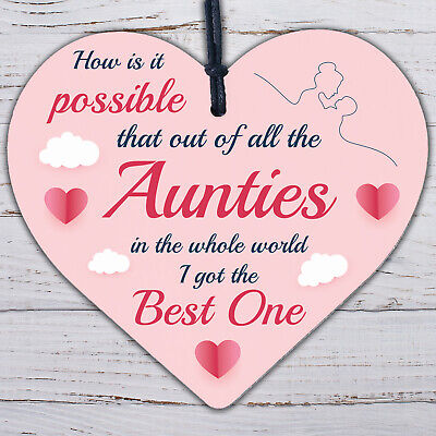 Auntie Gifts For Birthday Christmas Wooden Heart Auntie Decoration Card Plaque