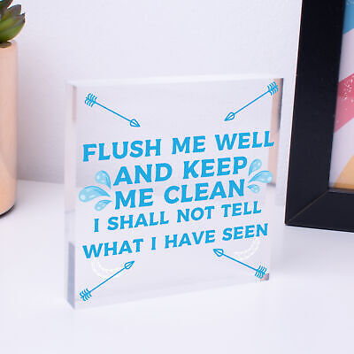 Toilet Flush Me Well Sign Funny Novelty Loo Door Hanging Home Gift Bathroom