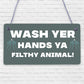 Bathroom Toilet Sign Decor Funny Wash Your Hands Humouros Wall Plaque Home Gift