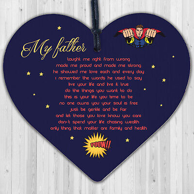 My Father Fathers Day Dad Wood Heart Sign Memorial Plaque For Him Daughter Gift