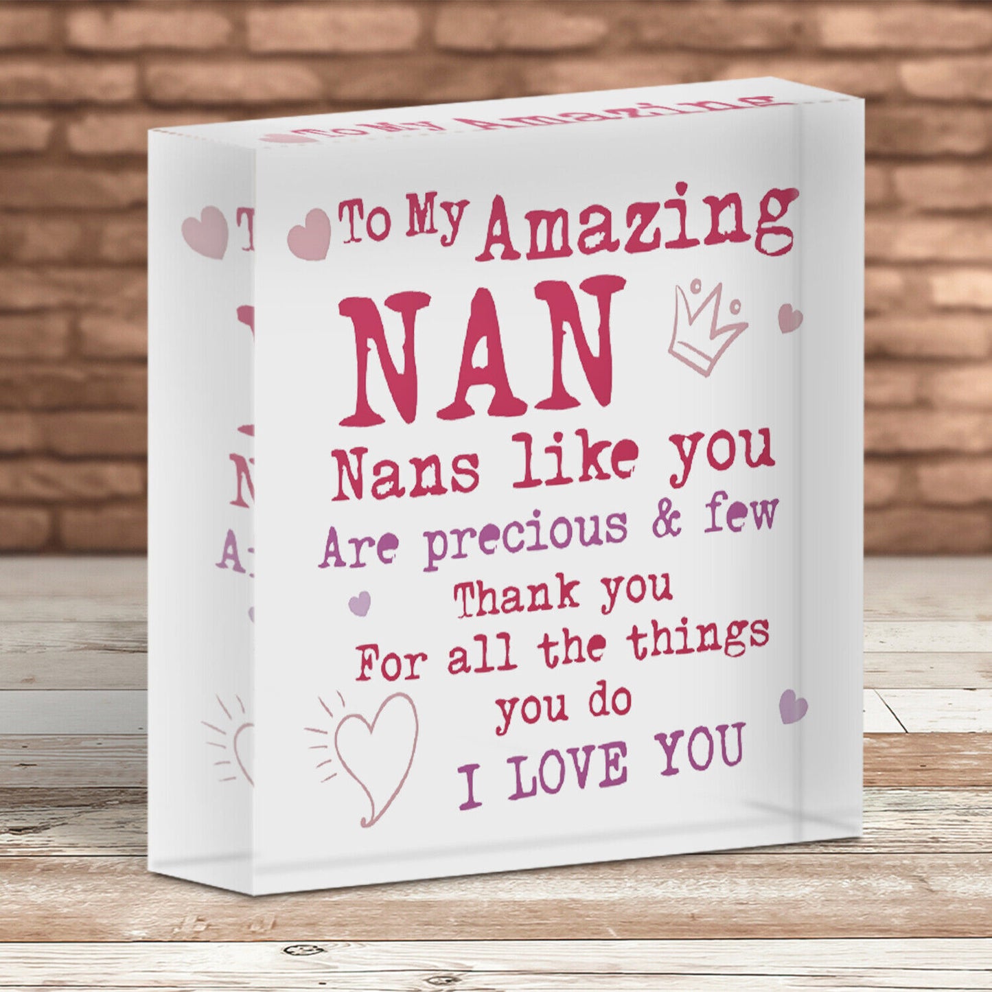 Thank You Birthday Christmas Gift For Nan Acrylic Plaque Nan Keepsake Present