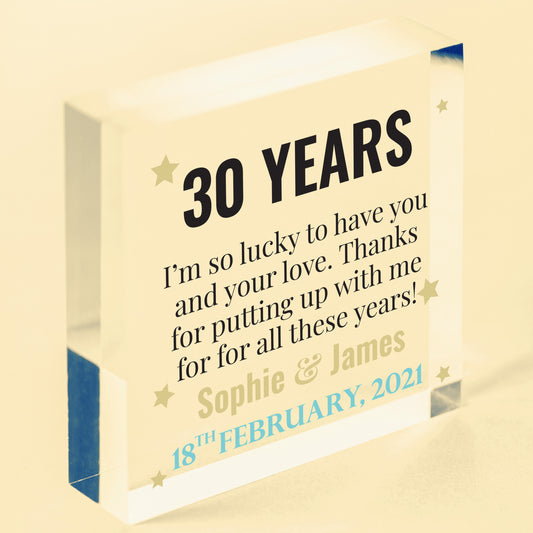 30th Wedding Anniversary Gift Personalised 30th Anniversary Husband 30 Years