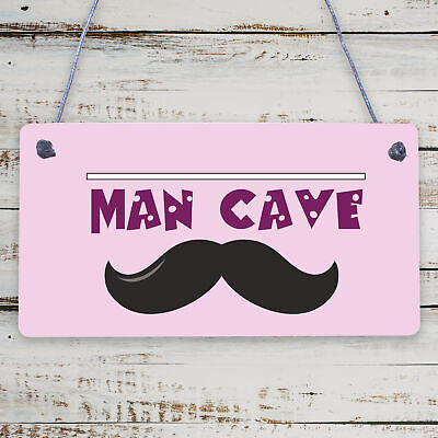 Man Cave Moustache Novelty Wooden Hanging Plaque Funny Sign Classy Husband Gift