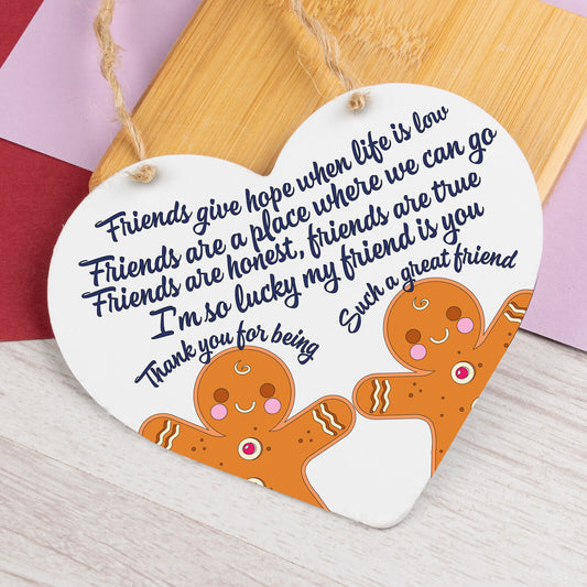 Best Friend Poem Heart Hanging Sign Christmas Decoration Friend Gifts BFF