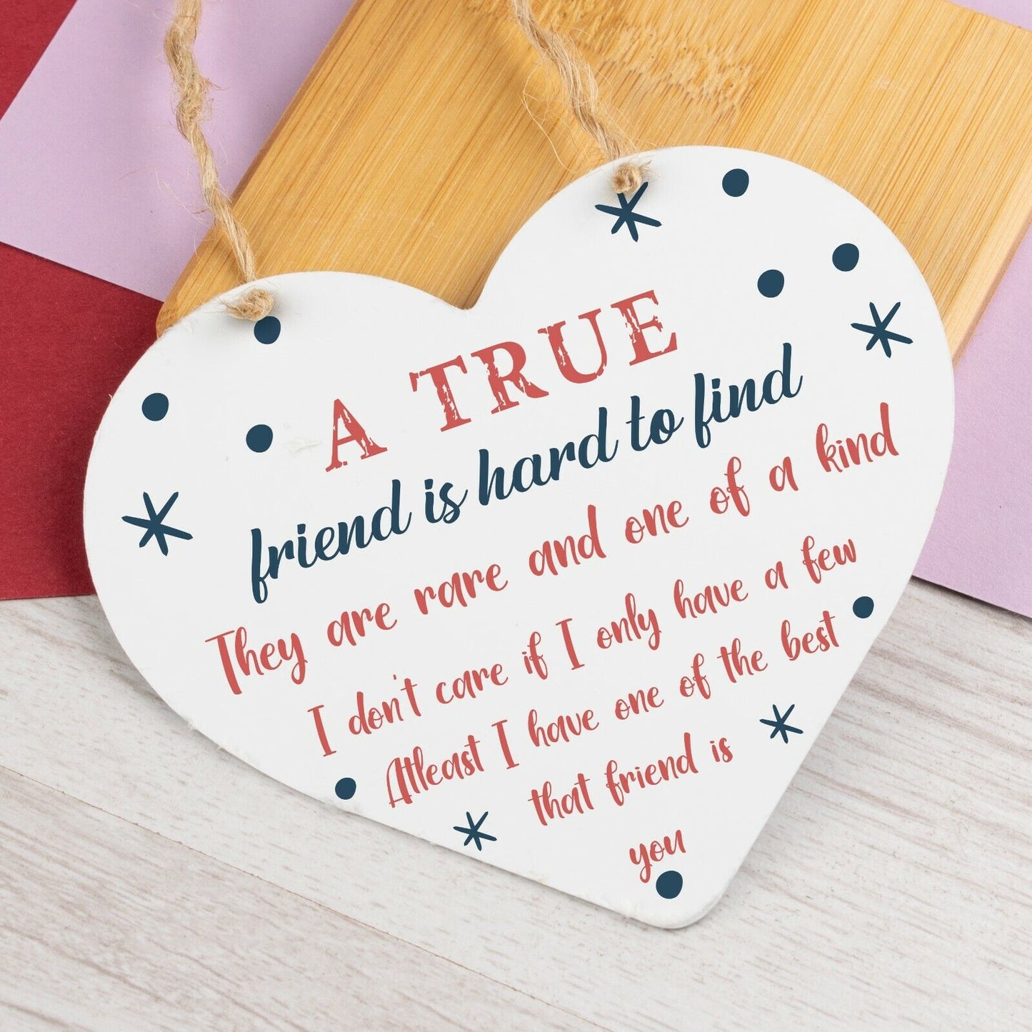 True Friend Friendship Sign Best Friend Plaque Gift Chic Wood Heart Thank You