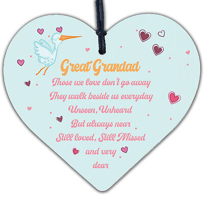 Great Grandad Christmas Memorial Decoration Wooden Heart Memorial Plaque Gift