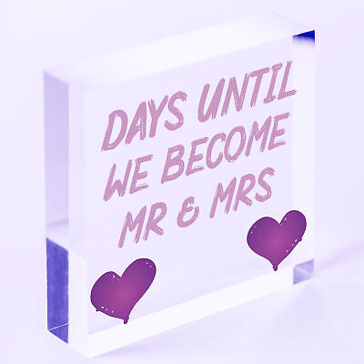 Countdown Days Unitl Mr & Mrs Couple Chalkboard Wedding Engagement Gift Sign