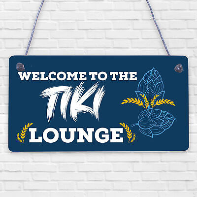 The Tiki Lounge Novelty Home Bar Sign Hanging Garden Bar Decor Tropical Signs