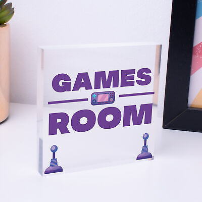 Games Room Man Cave Hanging Plaque Gift For Him Boys Bedroom Plaque Sign