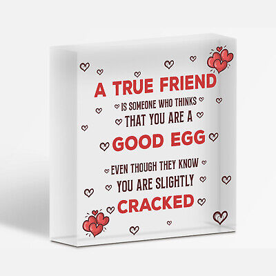 True Friend Sign Funny Best Friend Plaque Gift Engraved Heart Thank You Gift