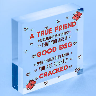 True Friend Sign Funny Best Friend Plaque Gift Engraved Heart Thank You Gift