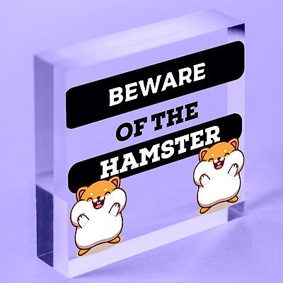 Beware Of The Hamster Novelty Wooden Hanging Shabby Chic Plaque Hamsters Sign