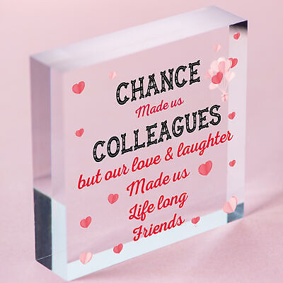 Handmade Chance Made Us Colleagues Wooden Heart Plaque Friend Friendship Gift