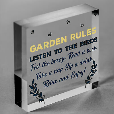 Garden Rules Sign Engraved Wood Garden Signs And Plaques Shed Sign Novelty