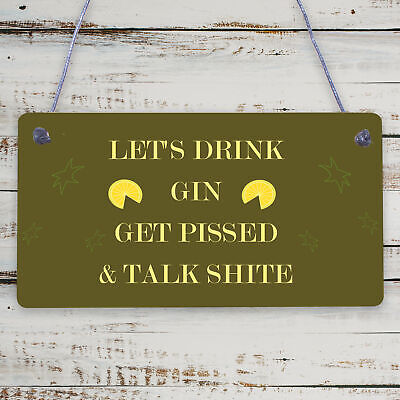 Novelty Gift For Gin Lovers Gin Sign Alcohol Man Cave Plaque Home Bar Pub Sign