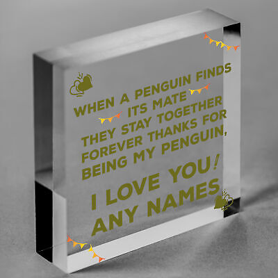 Novelty Gift For Valentines Anniversary Penguin Couple Gift Personalised