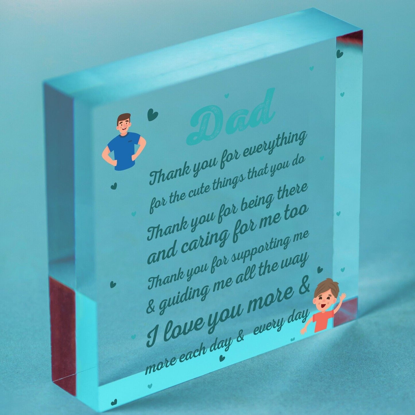 Cute Dad Gift Acrylic Block Birthday Gift For Dad Daughter Son Gifts Keepsakes