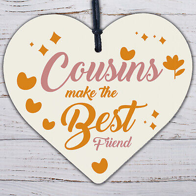 Cousin Heart Plaque Best Friend Friendship Sign Wooden Birthday Christmas Gifts