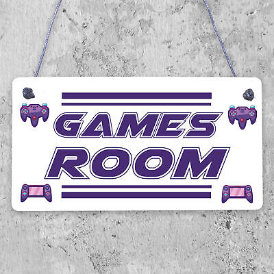 Games Room Man Cave Hanging Plaque Gift For Him Boys Bedroom Plaque Sign