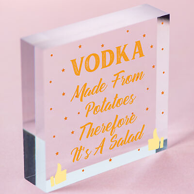 Vodka Salad Funny Alcohol Man Cave Friendship Hanging Plaque Pub Bar Gift Sign