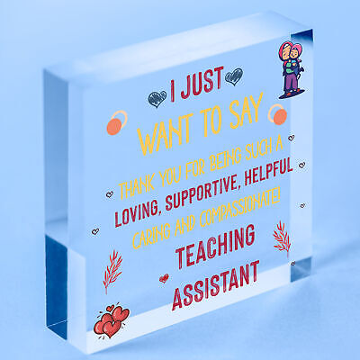 Teaching Assistant Thank You Gift Wood Heart Teacher Nursery Leaving School Gift