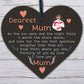 Mum Memorial Bauble Plaque Birthday Christmas Tree Decoration Wooden Heart Gift