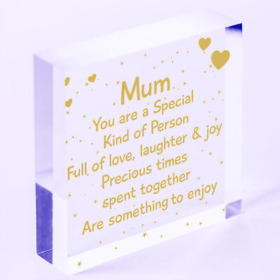 Special Mum Gifts From Son Daughter Birthday Christmas Wood Heart Mum Poem