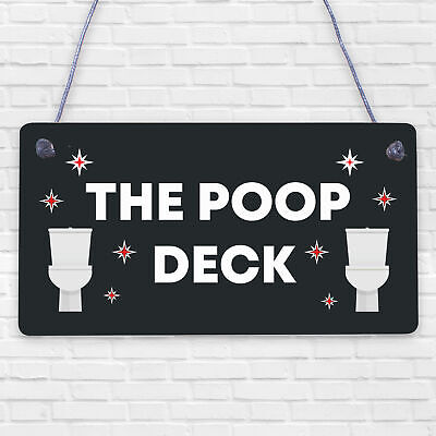 Nautical Bathroom Sign Poop Deck Funny Bathroom Toilet Loo Shabby Chic Sign