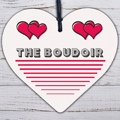 The Boudoir Wooden Hanging Heart Bedroom Door Plaque Shabby Chic Home Decor Sign