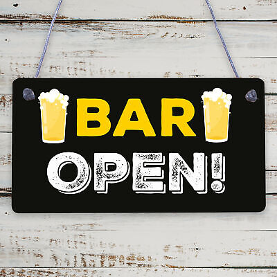 BAR OPEN Sign Beer Vodka Plaque Garden Shed Pub Man Cave Sign Friendship GifT