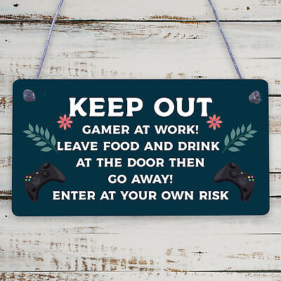 Funny Sign Keep Out Gamer At Work Man Cave Door Wall Plaque Dad Gifts For Men