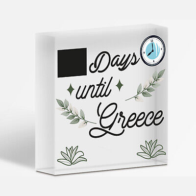 Chalkboard Holiday Countdown To GREECE Wall Sign Novelty Gift For Friend Family